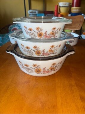 JAJ PYREX vintage country autumn set